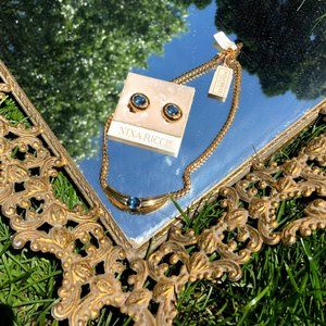Vintage Nina Ricci Blue Stone Earring and Necklace